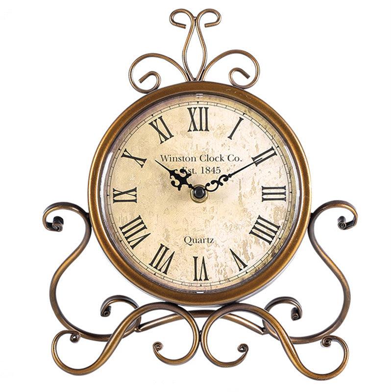 Amazon Recommends European Style Wrought Iron Mute Creative Desk Clock, Retro Clock, Living Room Decoration Clock - BUNNY BAZAR