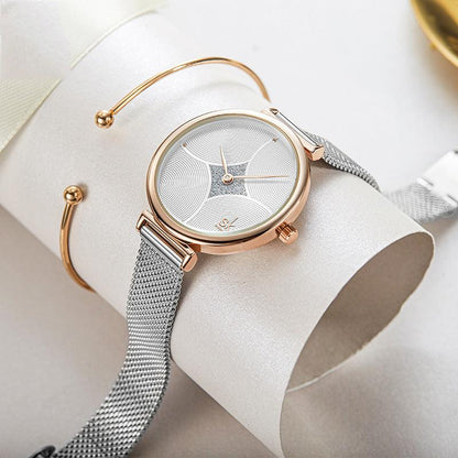 T-33 Fashion Simple Steel Mesh Two-Needle Watch - BUNNY BAZAR