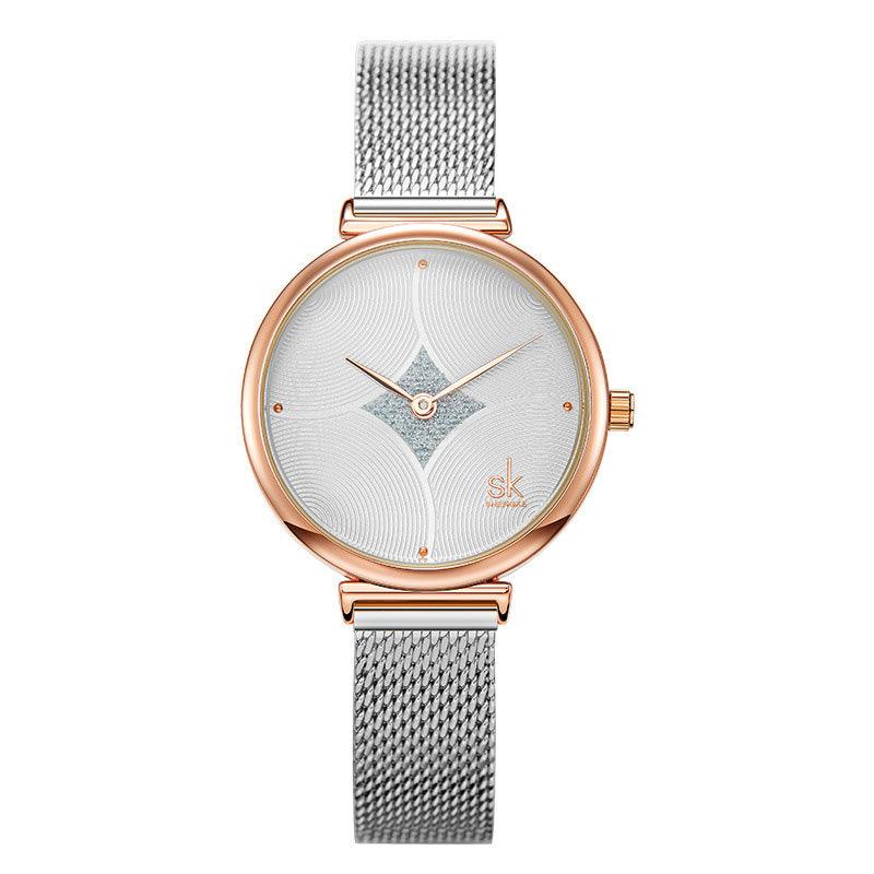 T-33 Fashion Simple Steel Mesh Two-Needle Watch - BUNNY BAZAR