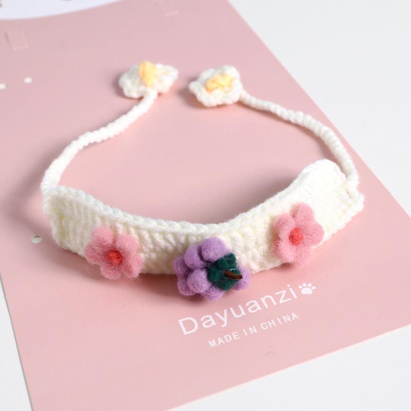 Pet Knitted Wool Felt Daisy Flower Bee Pumpkin Fruit Strap Cute Cat Collar Foreign Trade Customization - BUNNY BAZAR