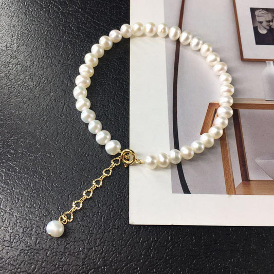 5-6mm Freshwater Pearl Bracelet Simple Pearl Bracelet Fashion All-match - BUNNY BAZAR