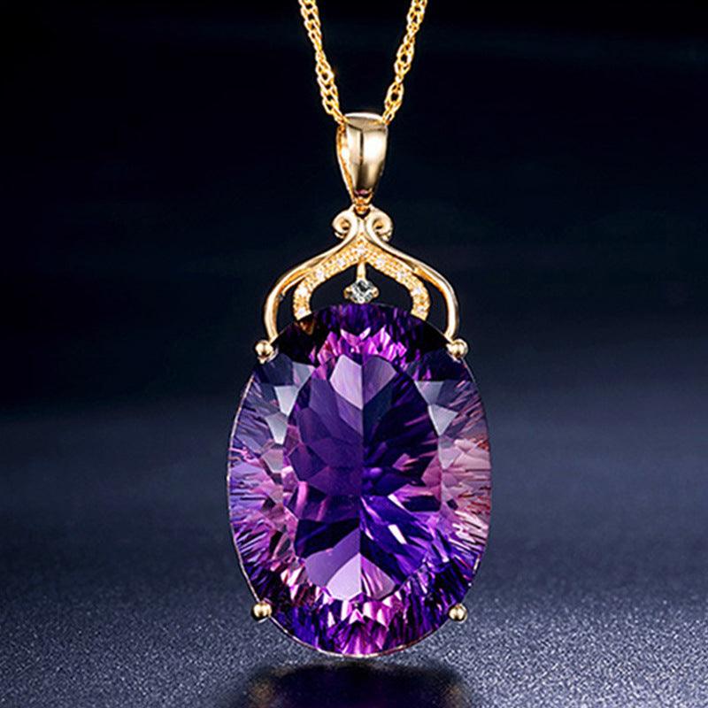 Wish Amethyst Pendant European And American Creative Amethyst Pendant With 14K Gold Crystal Necklace - BUNNY BAZAR