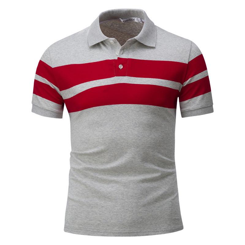 Men's Color Matching Short Sleeved POLO Shirt Casual T Shirt - BUNNY BAZAR