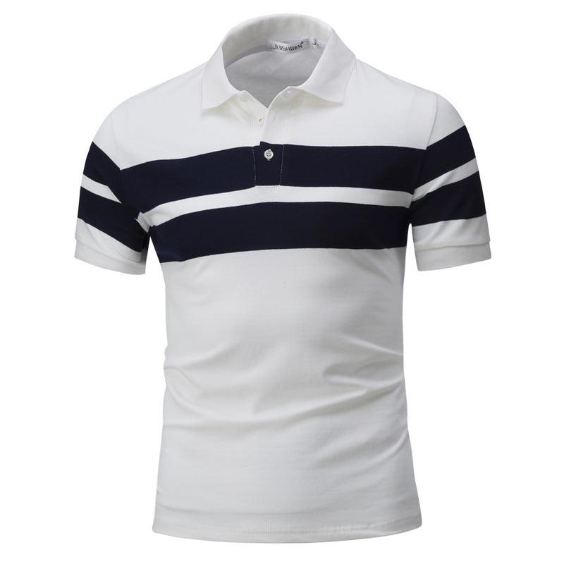 Men's Color Matching Short Sleeved POLO Shirt Casual T Shirt - BUNNY BAZAR