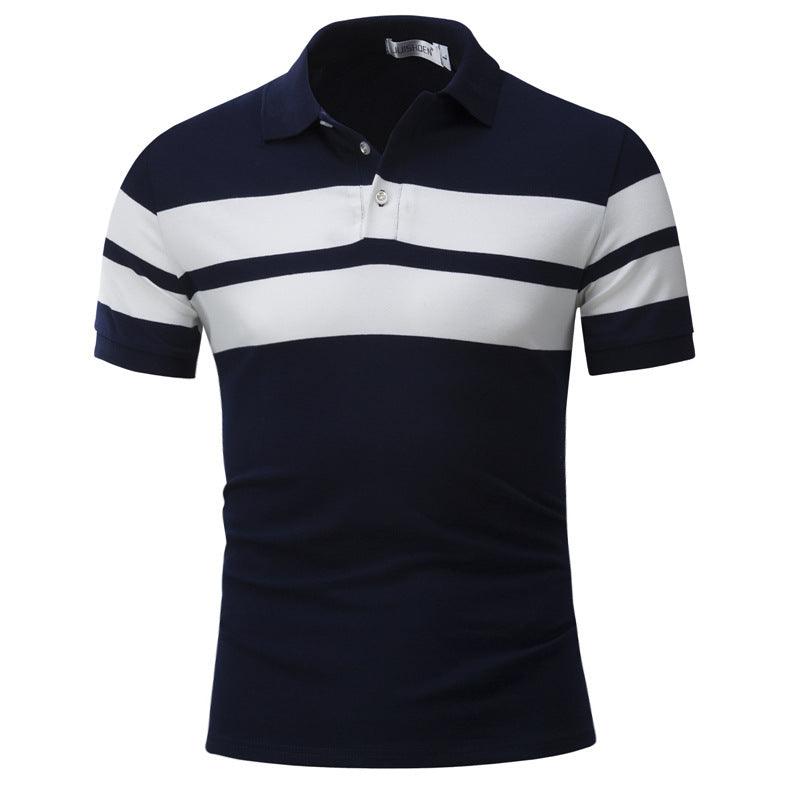 Men's Color Matching Short Sleeved POLO Shirt Casual T Shirt - BUNNY BAZAR