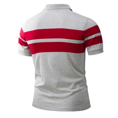 Men's Color Matching Short Sleeved POLO Shirt Casual T Shirt - BUNNY BAZAR