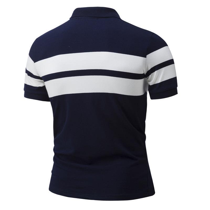 Men's Color Matching Short Sleeved POLO Shirt Casual T Shirt - BUNNY BAZAR