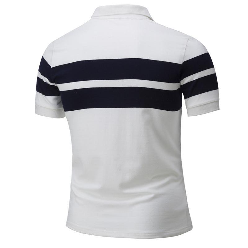 Men's Color Matching Short Sleeved POLO Shirt Casual T Shirt - BUNNY BAZAR