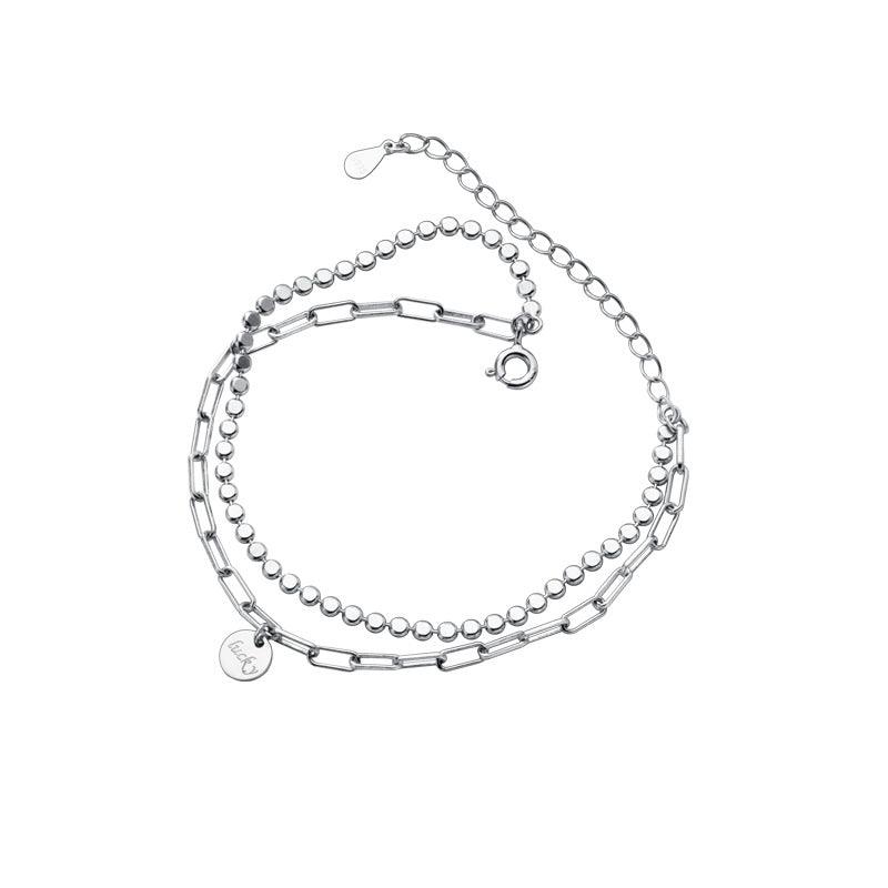 Ailuoqi Korean Version Of English Bracelet Female Fashion S925 Silver Double Letter Disc Temperament Jewelry S3870 - BUNNY BAZAR