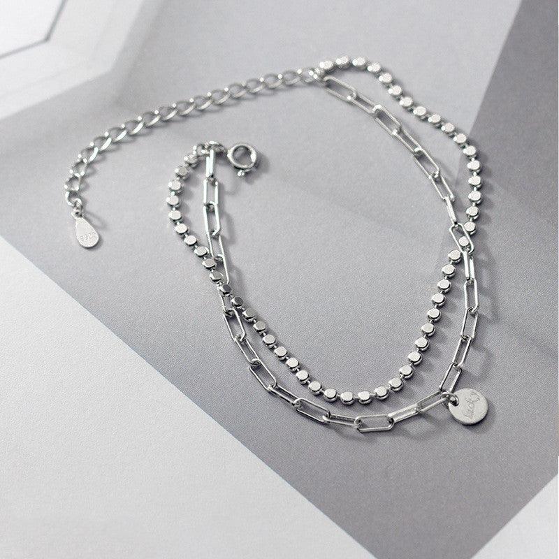 Ailuoqi Korean Version Of English Bracelet Female Fashion S925 Silver Double Letter Disc Temperament Jewelry S3870 - BUNNY BAZAR