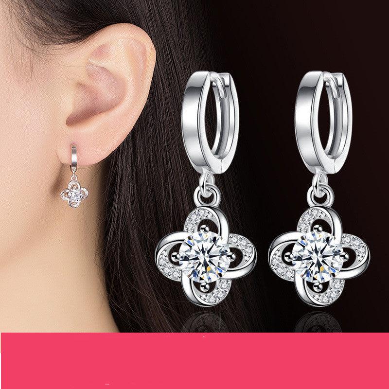 Crystal Zircon Temperament Long Silver Earrings - BUNNY BAZAR