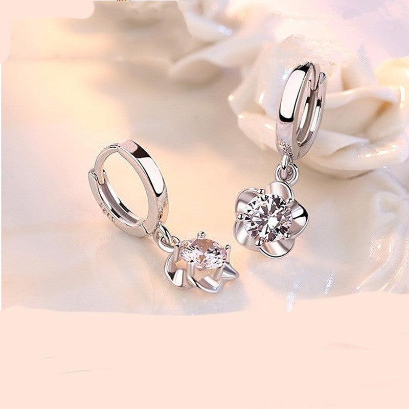 Crystal Zircon Temperament Long Silver Earrings - BUNNY BAZAR