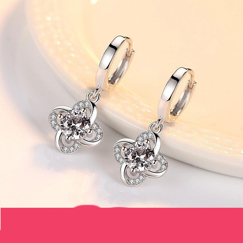 Crystal Zircon Temperament Long Silver Earrings - BUNNY BAZAR