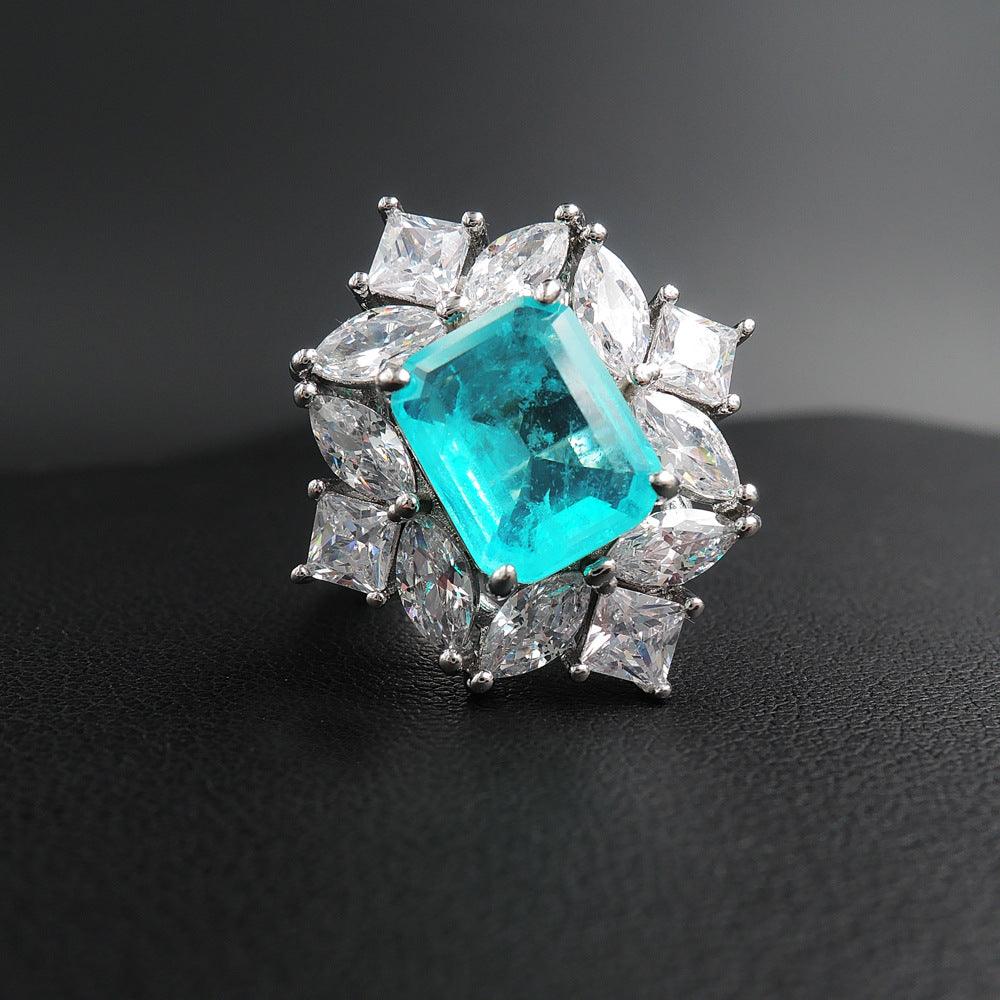 Fashion And Fashion Simulation Paraiba Ring Emerald Ring - BUNNY BAZAR