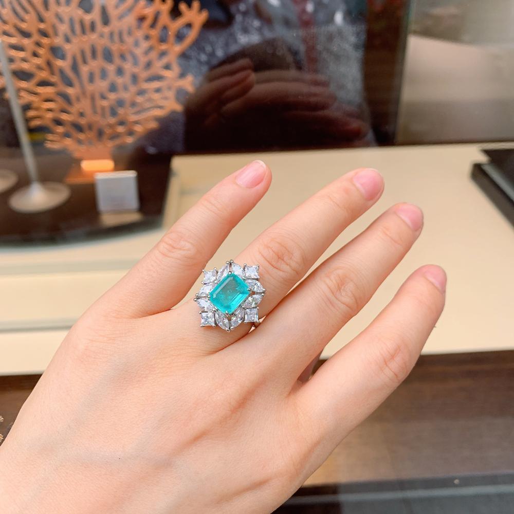 Fashion And Fashion Simulation Paraiba Ring Emerald Ring - BUNNY BAZAR