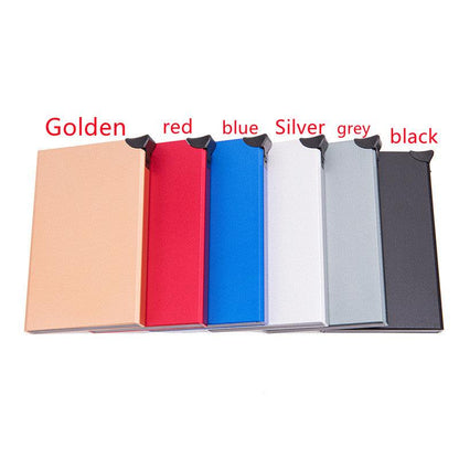 Metal Aluminum Anti-theft Brush Anti-magnetic RFID Wallet Automatic Card Box - BUNNY BAZAR