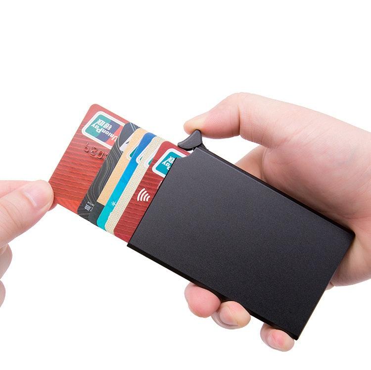 Metal Aluminum Anti-theft Brush Anti-magnetic RFID Wallet Automatic Card Box - BUNNY BAZAR