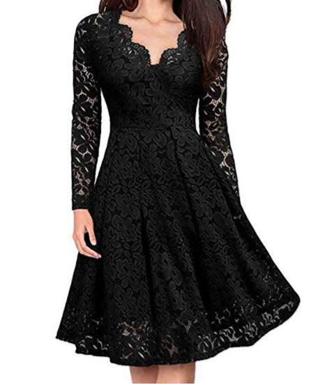 Women Dresses V-Neck Off Shoulder Lace Evening Party Dress Long Sleeve Dress Spring Autumn Vestido Invierno Mujer - BUNNY BAZAR