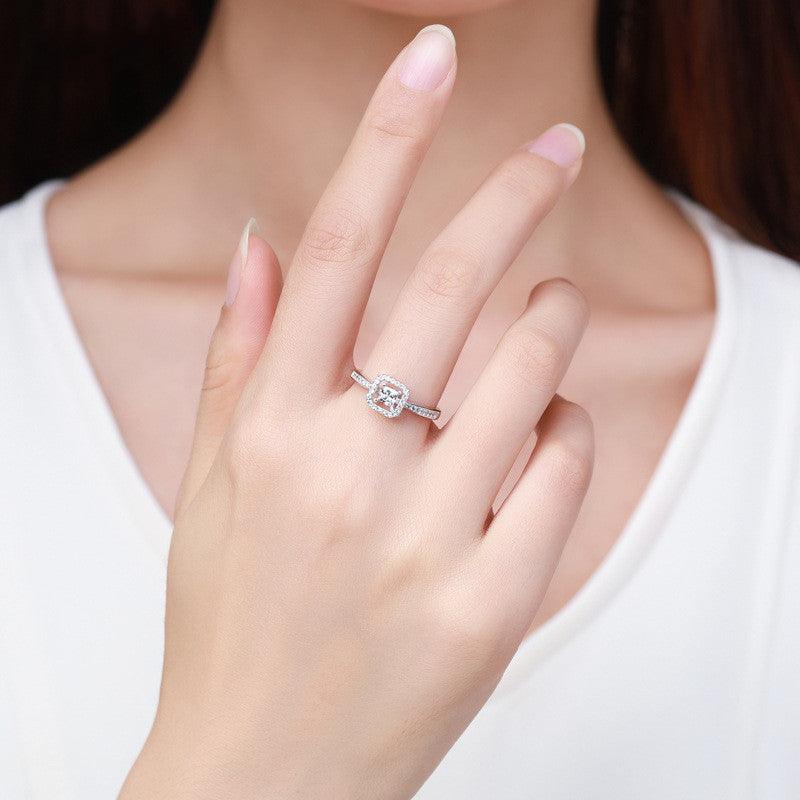 Sterling Silver Ring Female Square Hollow Popular Female Ring - BUNNY BAZAR