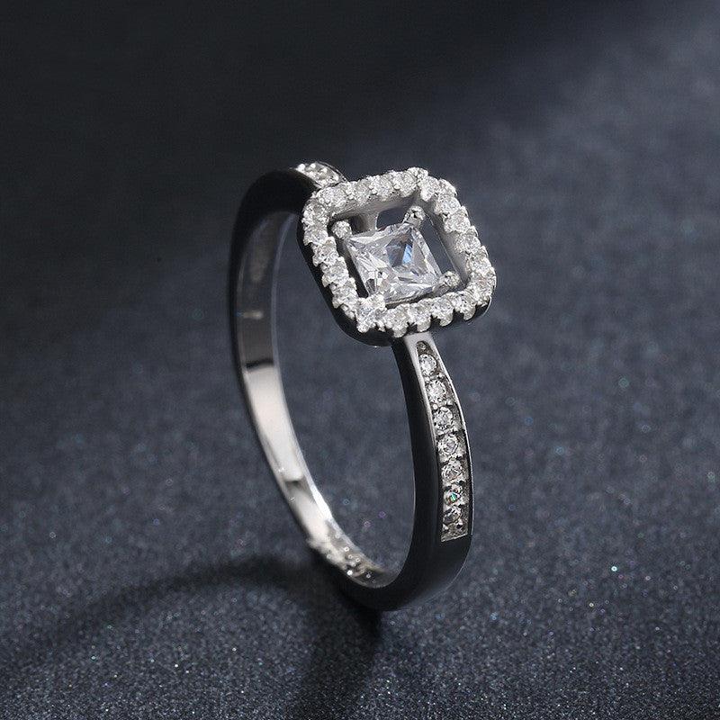 Sterling Silver Ring Female Square Hollow Popular Female Ring - BUNNY BAZAR