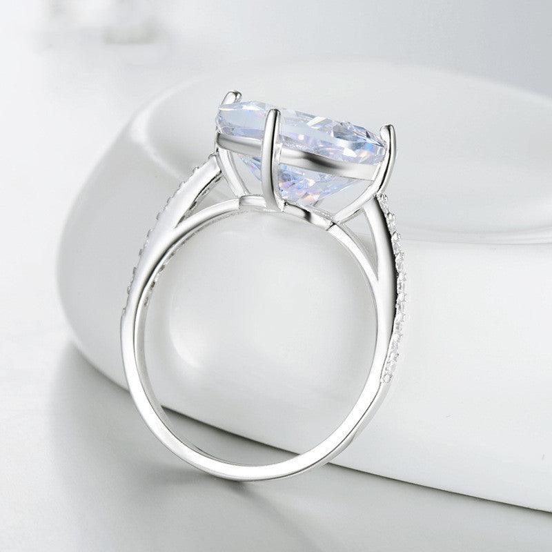 S925 Sterling Silver Fat Square 5 Carat Zircon Ring - BUNNY BAZAR