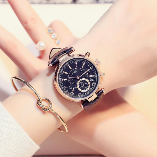 T-40 Quartz Watch Features A Stylish Leather Belt And Calendar Date Display - BUNNY BAZAR