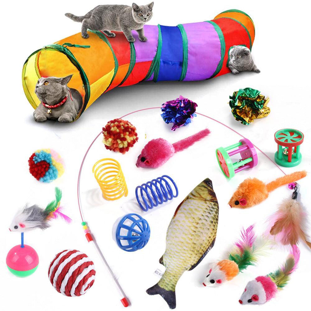 Collapsible Cat Channel Rolling Floor Dragon Color Cylinder Pet Toy Rainbow Cat Tunnel - BUNNY BAZAR