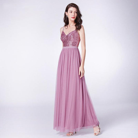 Fairy Full Shiny Sling Sequins Fashion Slim Slimming Party Long Evening Dress - BUNNY BAZAR