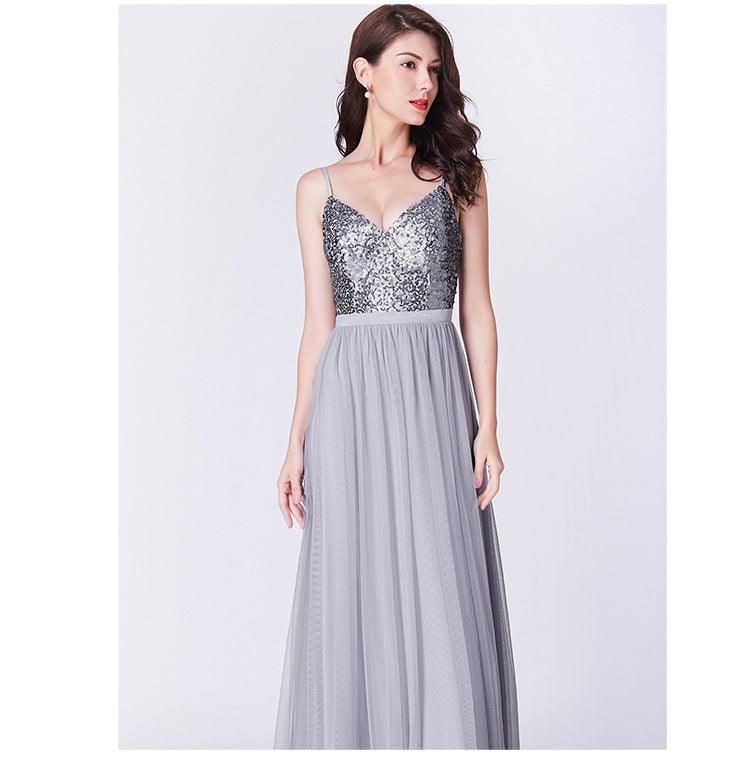 Fairy Full Shiny Sling Sequins Fashion Slim Slimming Party Long Evening Dress - BUNNY BAZAR