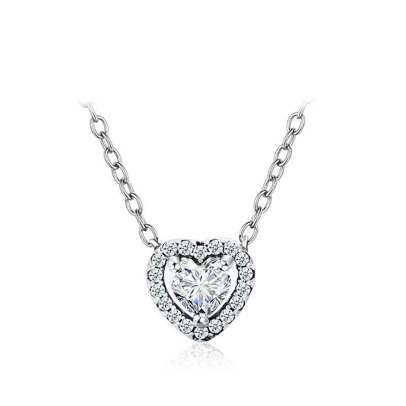 Zirconium Heart-Shaped Necklace Female Necklace Pendant Net Red Light Luxury Jewelry - BUNNY BAZAR