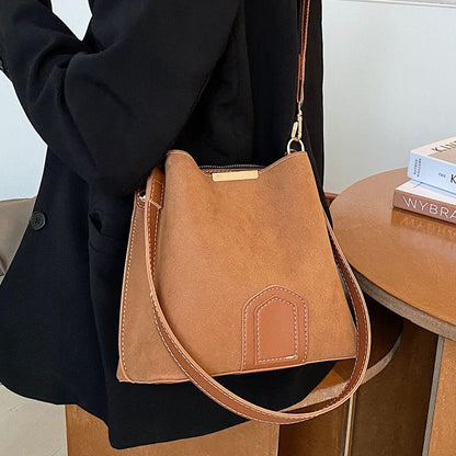 Bucket Bag Ladies Bag Commuter Shoulder Bag Large Capacity Women Fashion Frosted Messenger Bag - BUNNY BAZAR