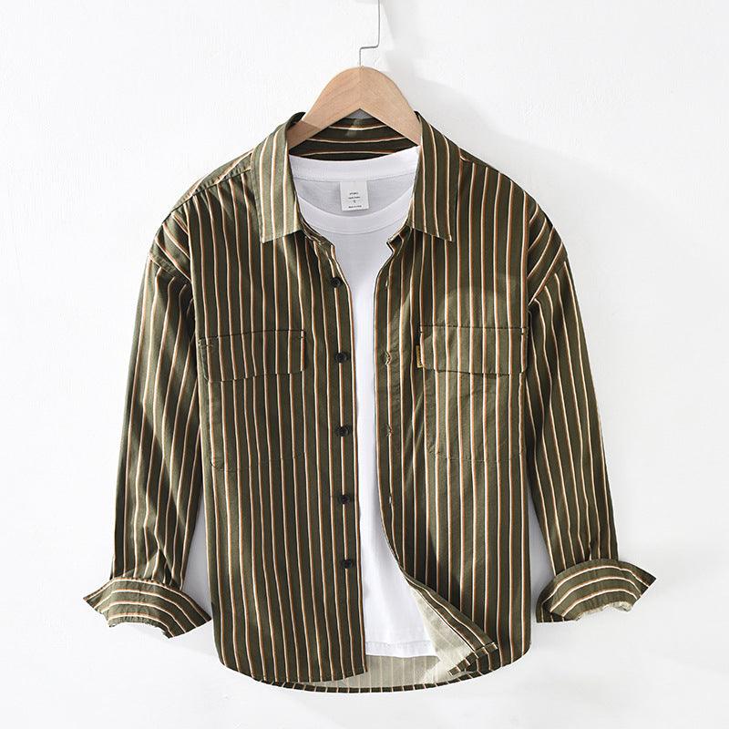 Oversized Loose Striped Square Neck Cotton Shirt - BUNNY BAZAR