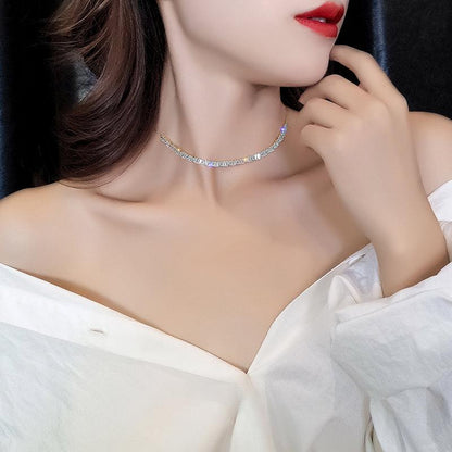 Exaggerated And Simple Zircon Temperament Necklace Sparkling Collar - BUNNY BAZAR