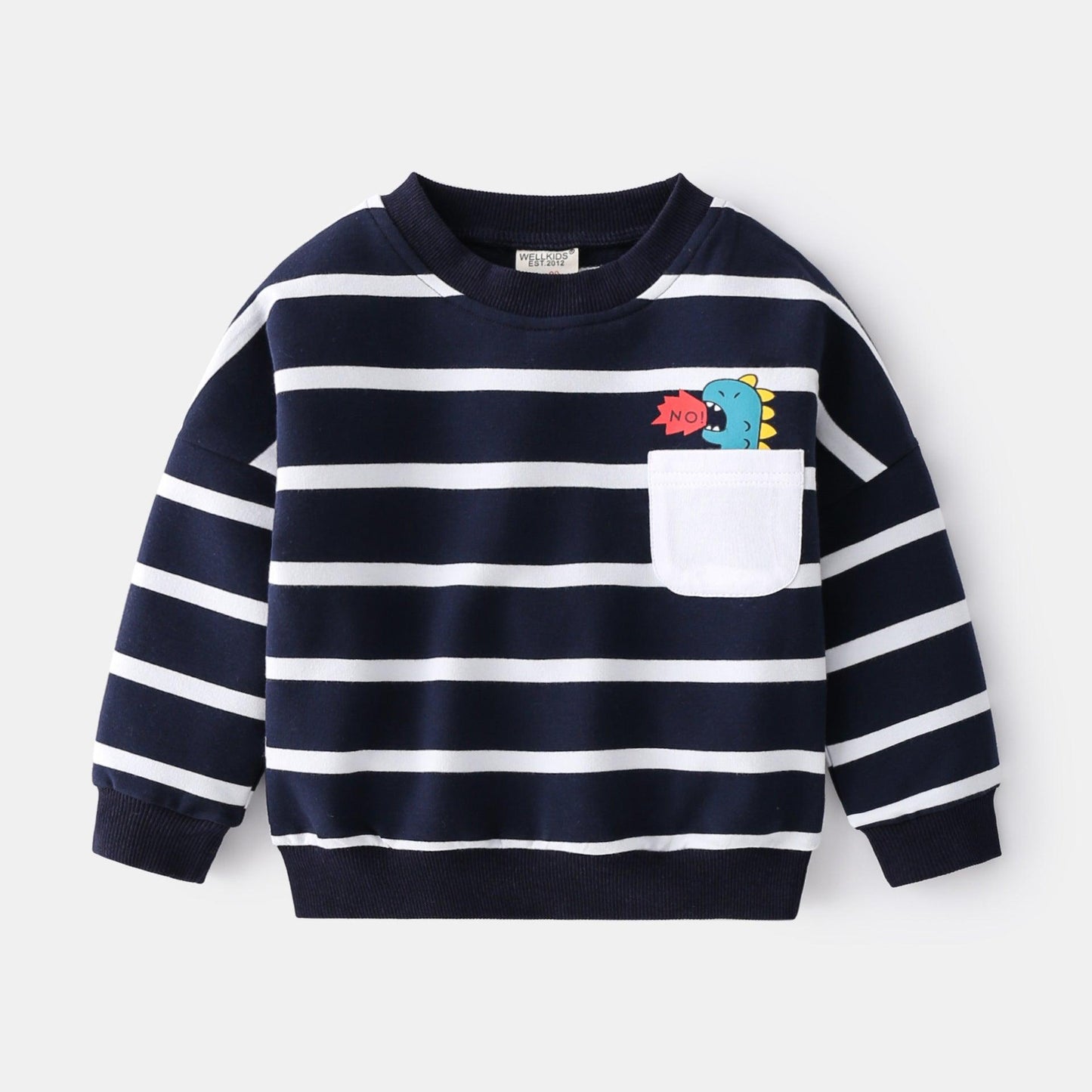 2021 Spring Boys Striped Sweater Casual Loose Round Neck Pullover Sweater Cotton - BUNNY BAZAR