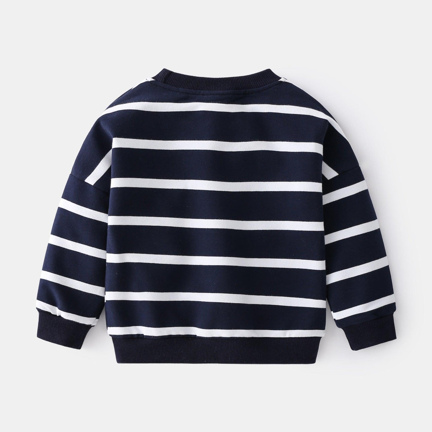 2021 Spring Boys Striped Sweater Casual Loose Round Neck Pullover Sweater Cotton - BUNNY BAZAR