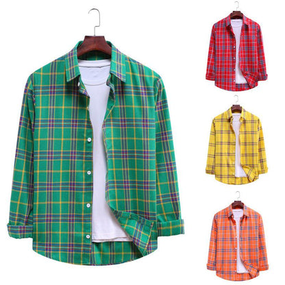 Men's Fashion Plaid Long Sleeve Shirt - BUNNY BAZAR