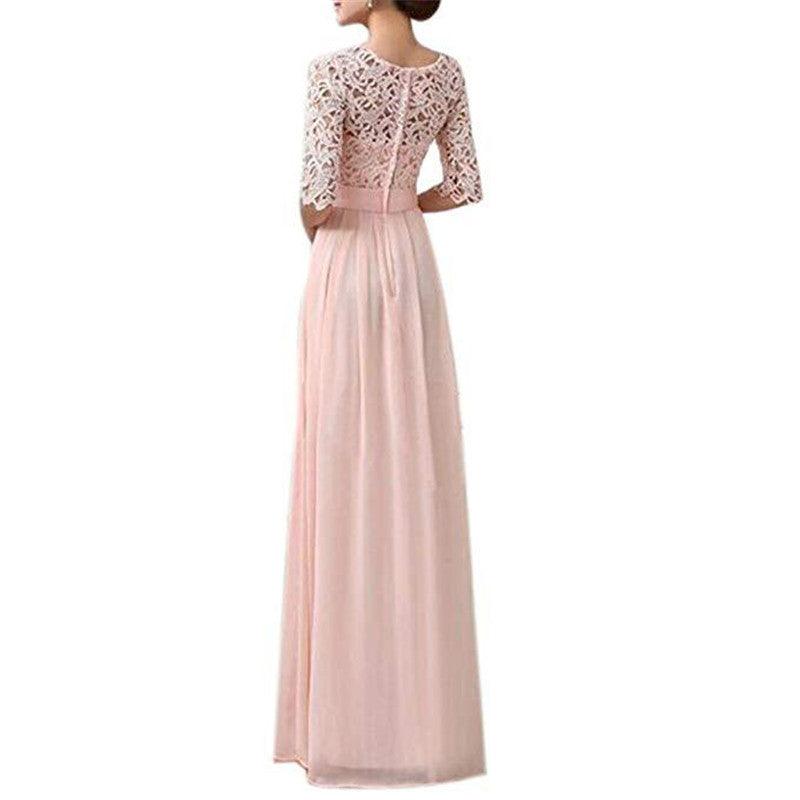 Banquet Evening Dress Five-point Sleeve Lace Chiffon Wedding - BUNNY BAZAR