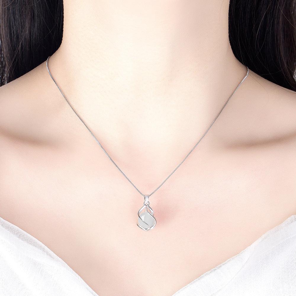 Cute White Opal Necklace Pendant - BUNNY BAZAR