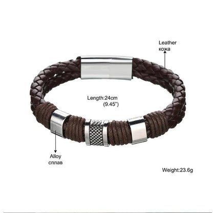 Fashion Black Brown Weave Leather braided Genuine Men Bracelet Male Bangles Dropshipping - BUNNY BAZAR