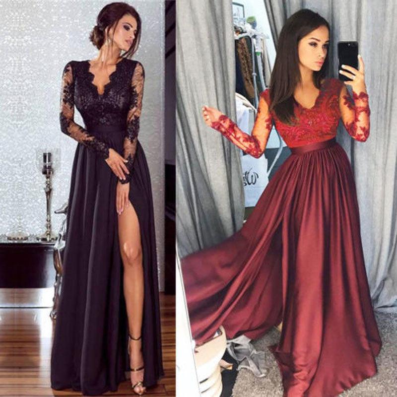 Women Evening Party Prom Gown Ladies Empire Waist Long Dress - BUNNY BAZAR