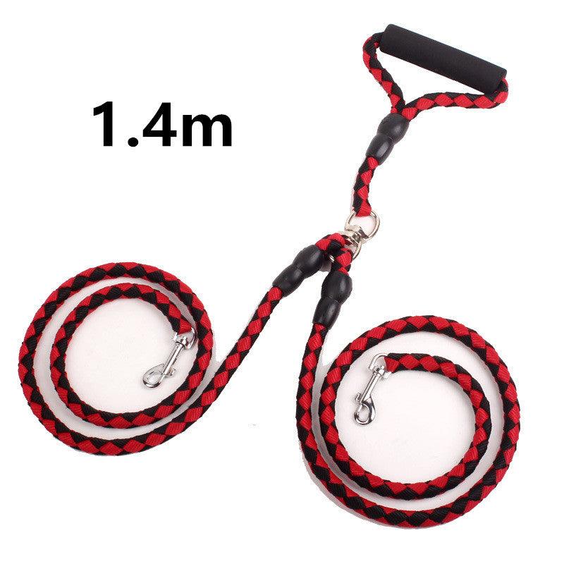 Double-Ended Traction Rope For Walking The Dog Hand-Double-Ended Traction Rope One Plus Two Leash Collar Pet Supplies Dog Collar - BUNNY BAZAR