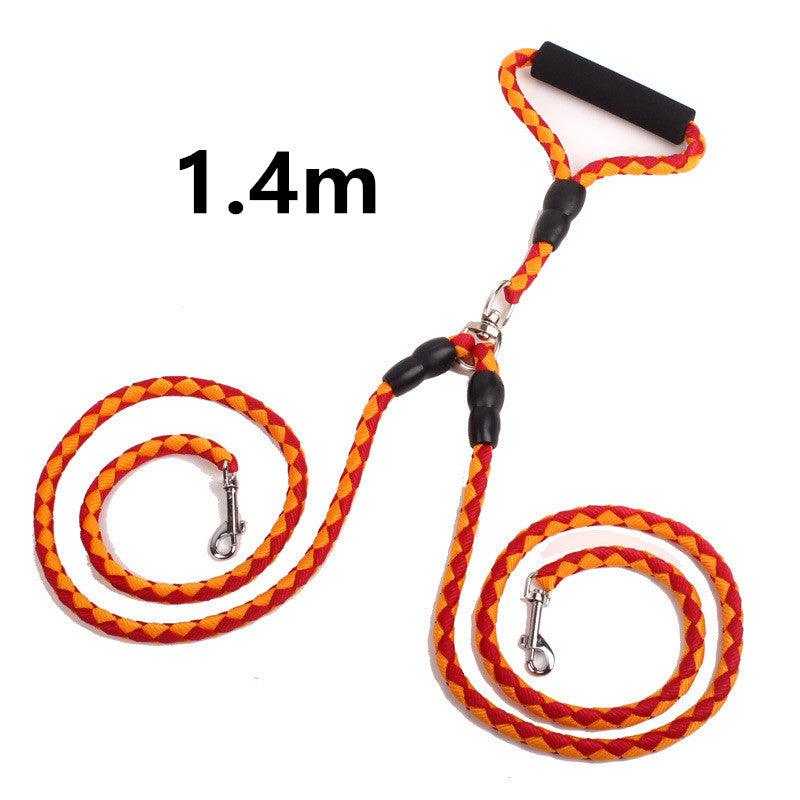 Double-Ended Traction Rope For Walking The Dog Hand-Double-Ended Traction Rope One Plus Two Leash Collar Pet Supplies Dog Collar - BUNNY BAZAR