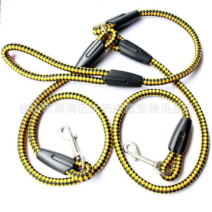 Double-Ended Traction Rope For Walking The Dog Hand-Double-Ended Traction Rope One Plus Two Leash Collar Pet Supplies Dog Collar - BUNNY BAZAR