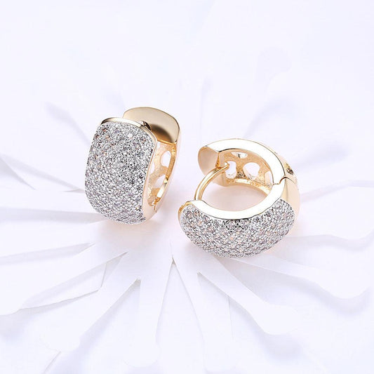 Round Crystal Earrings For Women Gold-color Hoop Earrings CZ Stone Cubic Zirconia Earring Vintage Jewelry - BUNNY BAZAR
