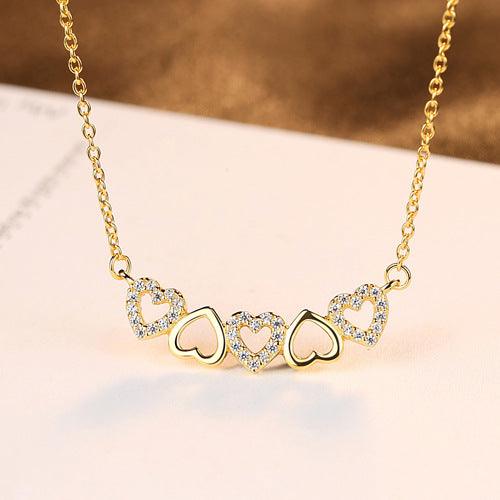 18K Real Gold Plated S925 Silver Necklace Korean Style Peach Heart Micro Inlaid 3A Zircon Chain - BUNNY BAZAR