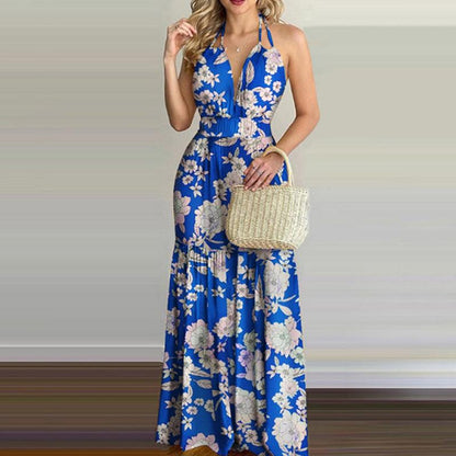 European And American Print Long Skirt Dress - BUNNY BAZAR