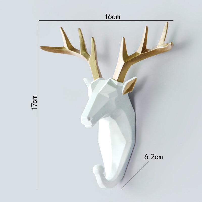 Clothes Hook Free Perforated Deer Head Wall Hanging Porch Decoration Wall Coat Hook Key Hanger - BUNNY BAZAR