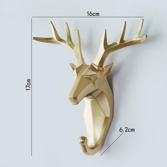 Clothes Hook Free Perforated Deer Head Wall Hanging Porch Decoration Wall Coat Hook Key Hanger - BUNNY BAZAR