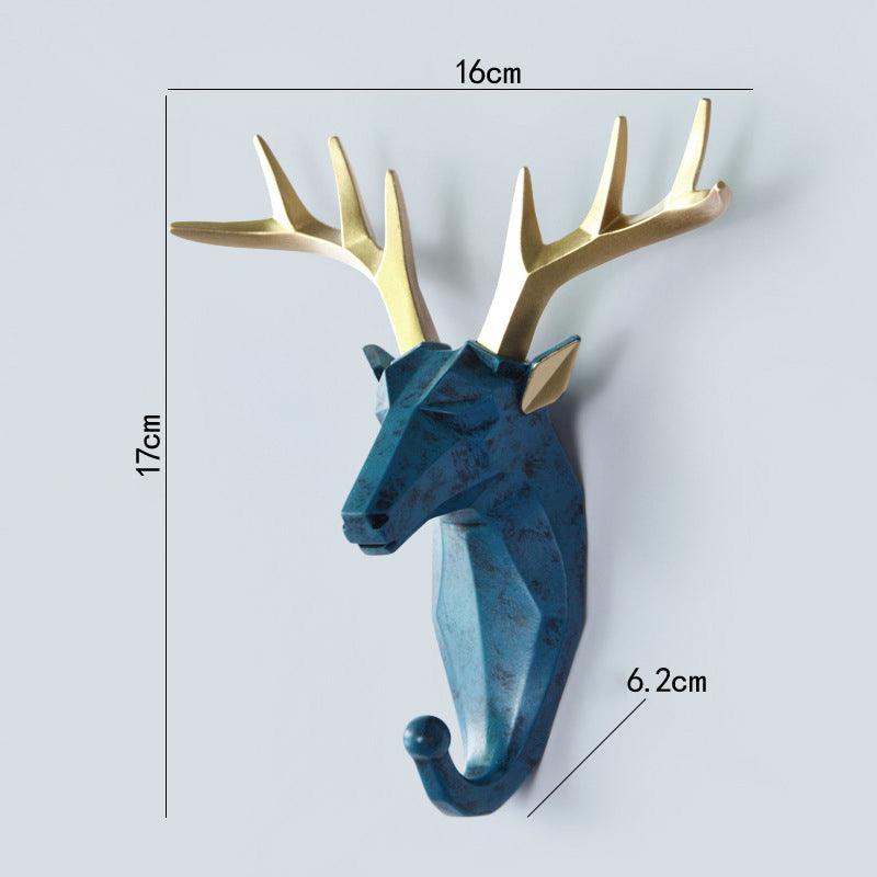 Clothes Hook Free Perforated Deer Head Wall Hanging Porch Decoration Wall Coat Hook Key Hanger - BUNNY BAZAR