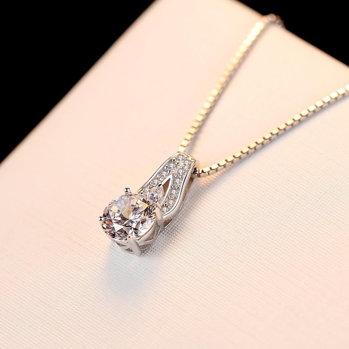 S925 Sterling Silver Necklace With Eight Heart And Eight Arrow Zircon - BUNNY BAZAR